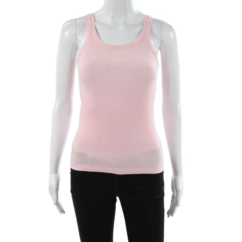 Mimi & Coco Women Basic Pink Sleeveless Scoop Neck Tank 100% Cotton Size S
